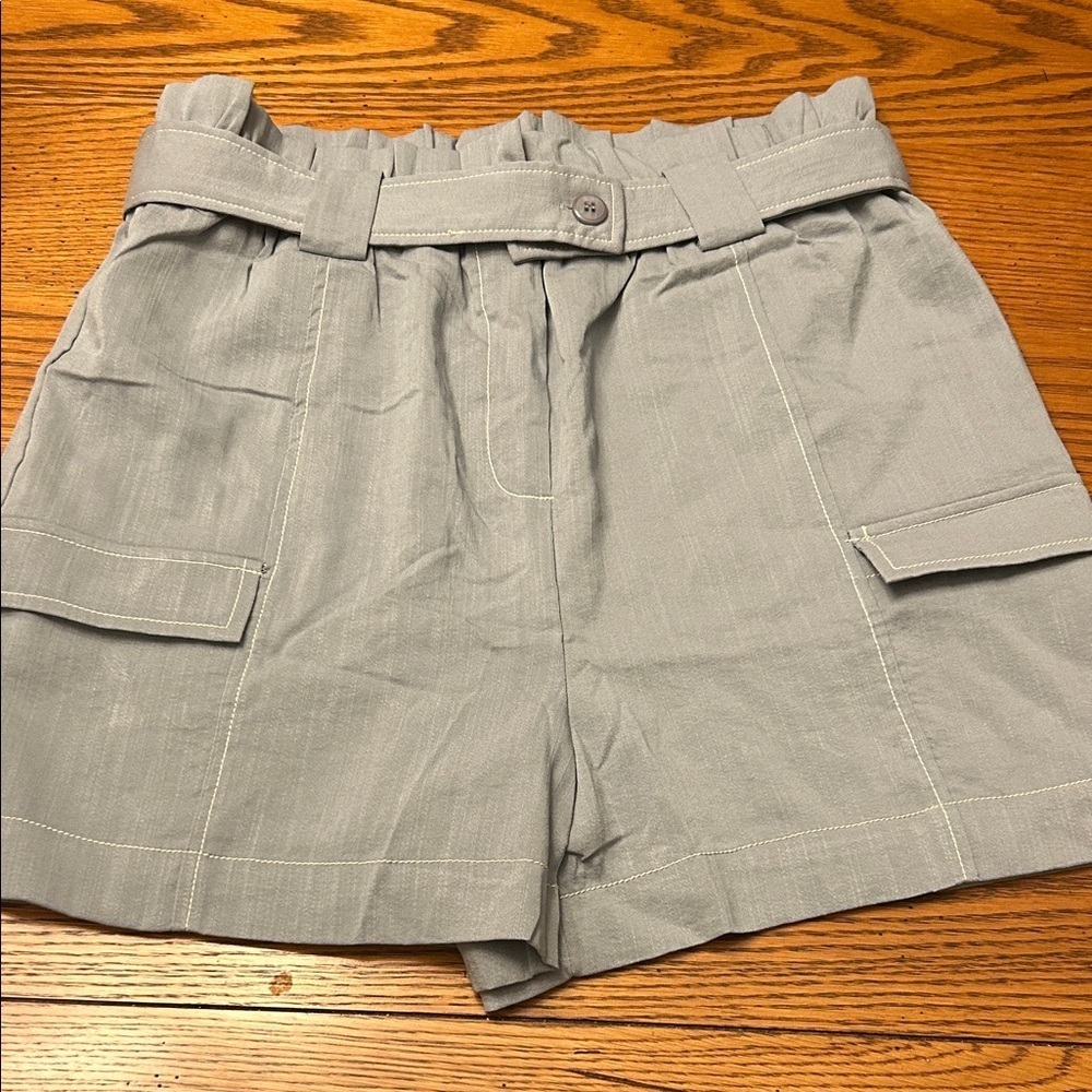 Anthropology Moon River Light Gray Paperbag Waist Cargo Shorts